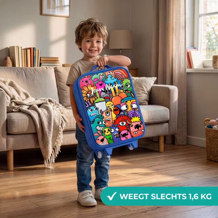Kinderkoffer - Blauw - Knallende gekleurde monsters — 2