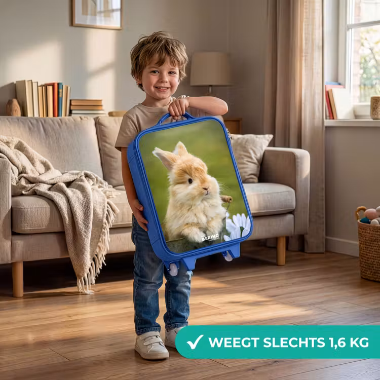 Kinderkoffer - Blauw - Konijn in bloempot — 2