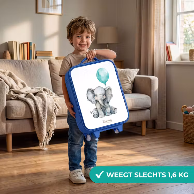 Kinderkoffer - Blauw - Olifant met blauwe ballon — 2