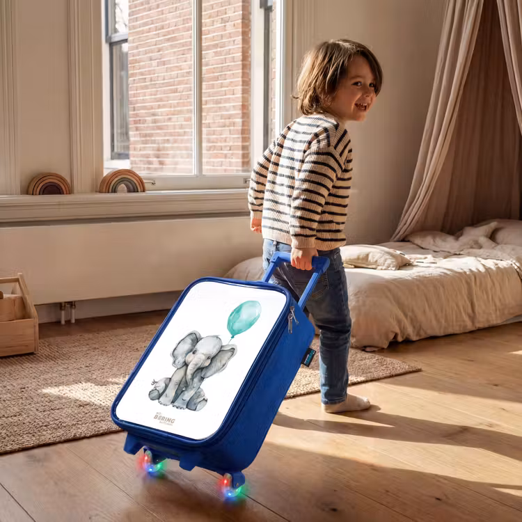 Kinderkoffer - Blauw - Olifant met blauwe ballon — 3