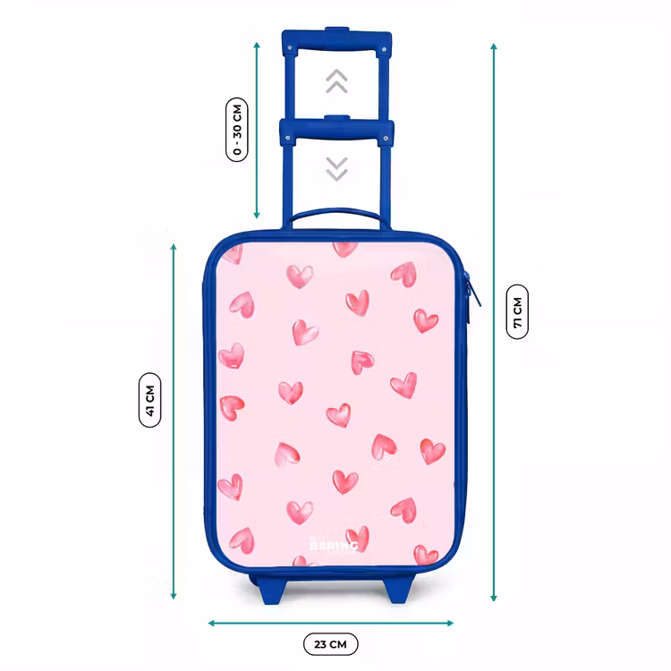 Kinderkoffer - Blauw - Roze hartjes — 6
