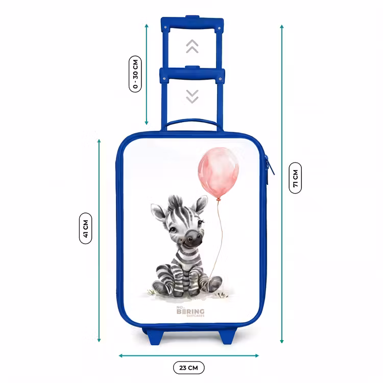 Kinderkoffer - Blauw - Zebra met roze ballon — 6
