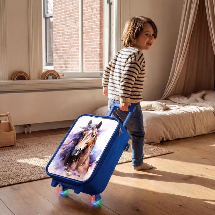 Kinderkoffer - Blauw - Aquarel paard met kleurrijke spatten — 3