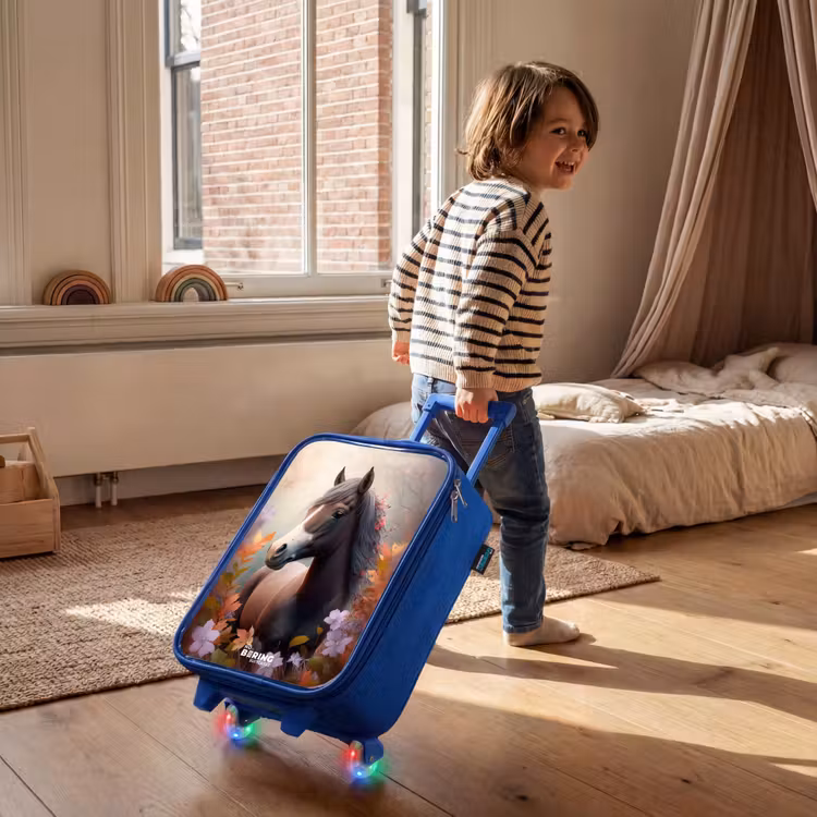 Kinderkoffer - Blauw - Bruin paard in de herfst — 3