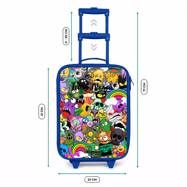 Kinderkoffer - Blauw - Chaotisch kleurrijk monster patroon — 6