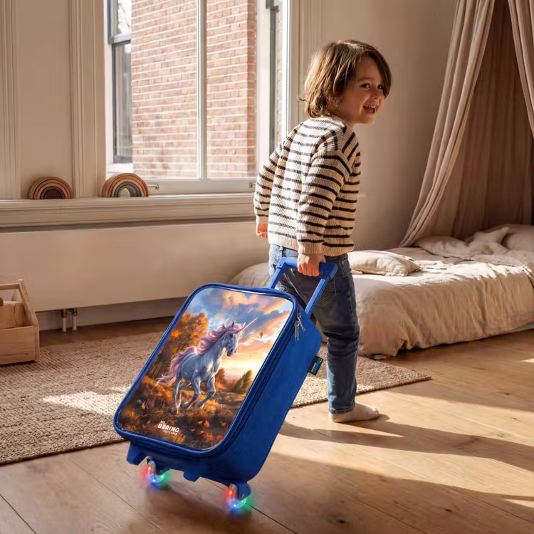 Kinderkoffer - Blauw - Galopperende Eenhoorn in Herfstwereld — 3
