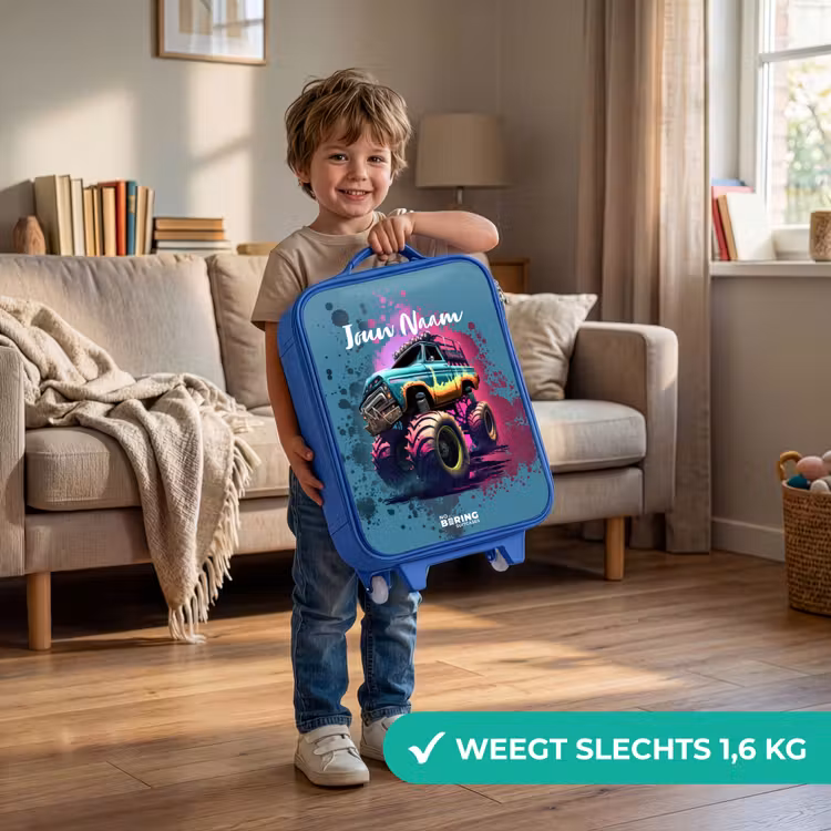 Kinderkoffer - Blauw - Monster Wheels — 2