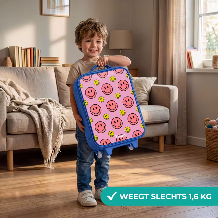 Kinderkoffer - Blauw - All smiles roze — 2