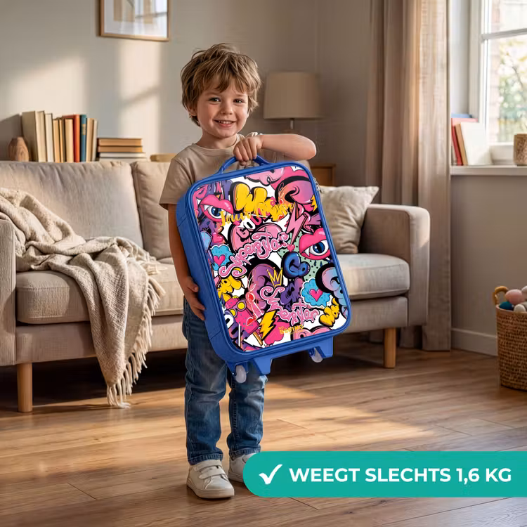Kinderkoffer - Blauw - Girly graffiti — 2