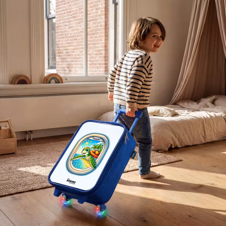 Kinderkoffer - Blauw - Schildpad bij een tropisch strand — 3