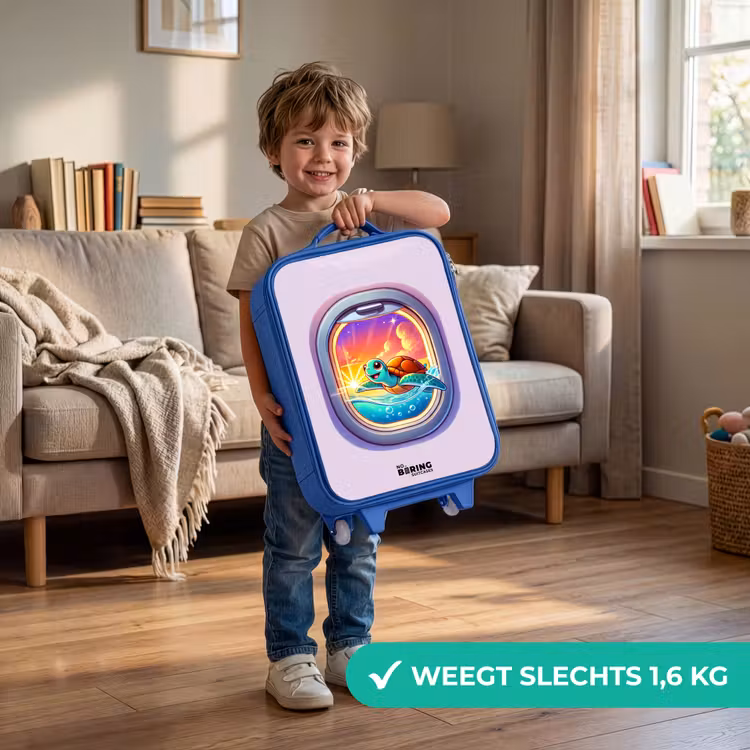 Kinderkoffer - Blauw - Schildpad die zwemt met zonsondergang — 2