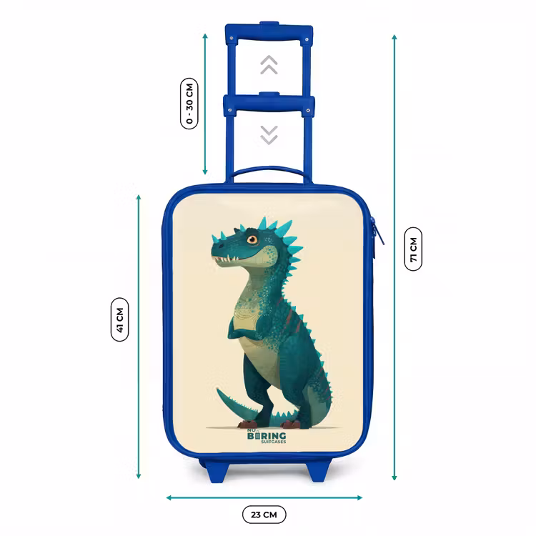 Kinderkoffer - Blauw - Spiky dino met vriendelijke blik — 6