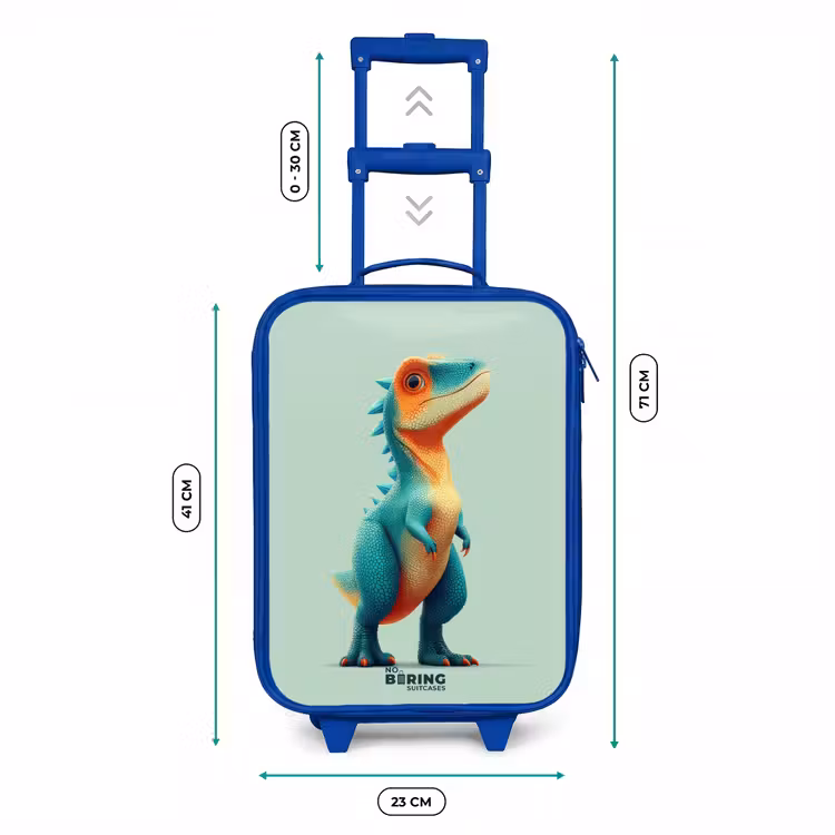 Kinderkoffer - Blauw - Stoere dino met grote ogen — 6