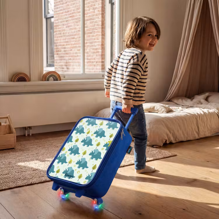 Kinderkoffer - Blauw - Triceratopsen tussen boompjes — 3