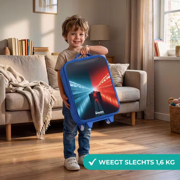 Kinderkoffer - Blauw - Baan - Raceauto - Neon - Rood — 2
