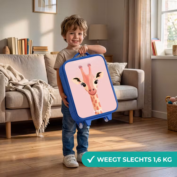 Kinderkoffer - Blauw - Giraffe - Wimpers - Minimalistisch - Roze — 2