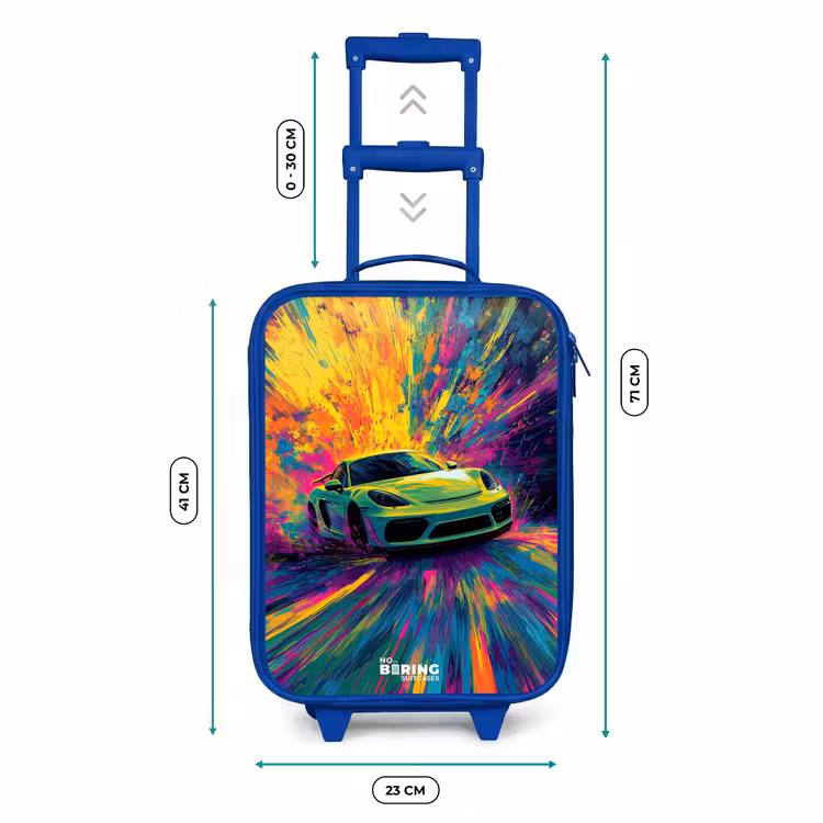 Kinderkoffer - Blauw - Sportwagen - Explosie - Kleurrijk - Verfstrepen — 6