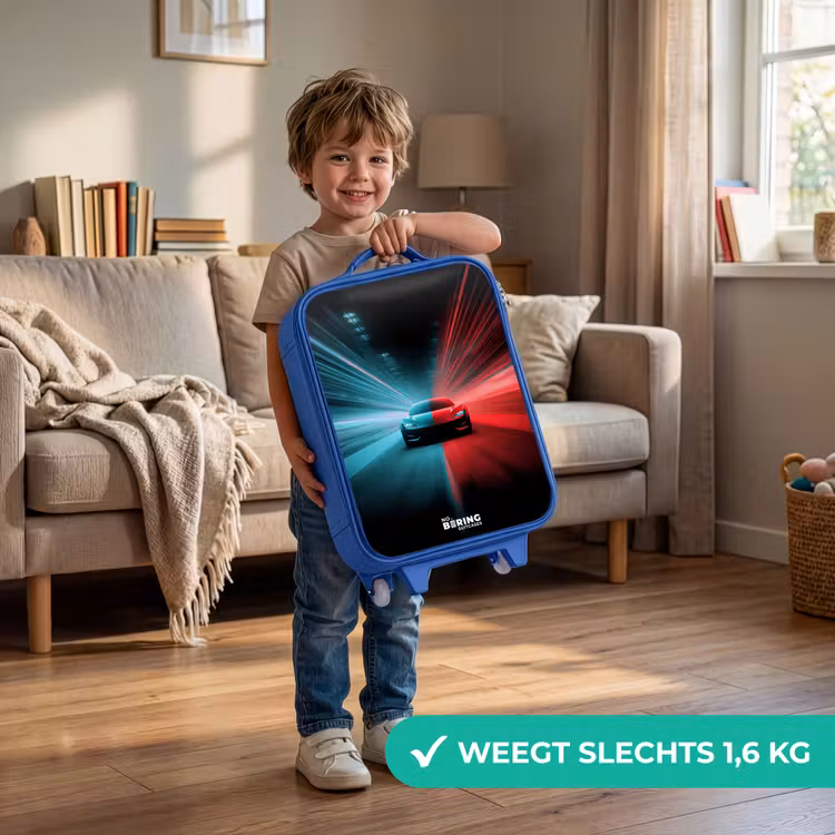 Kinderkoffer - Blauw - Sportwagen - Lichtstralen - Neon - Blauw — 2