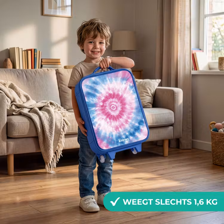 Kinderkoffer - Blauw - Tie dye - Abstract - Blauw - Roze — 2