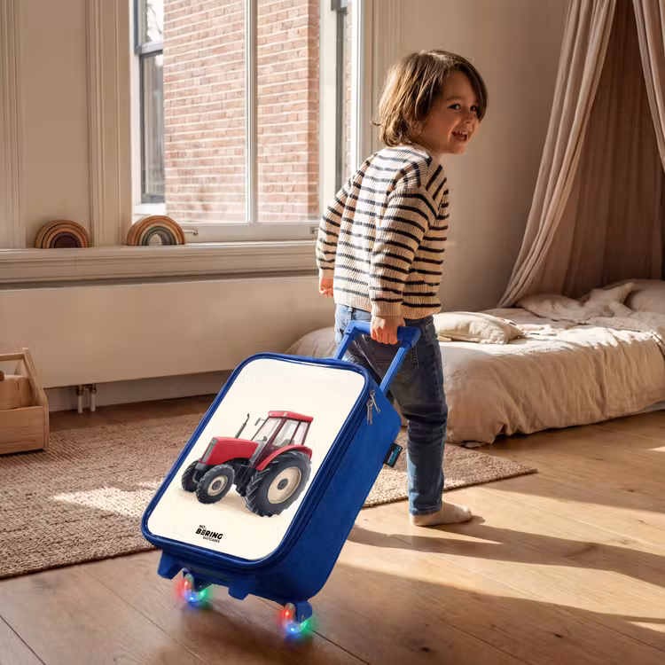 Kinderkoffer - Blauw - Tractor - Getekend - Rood — 3