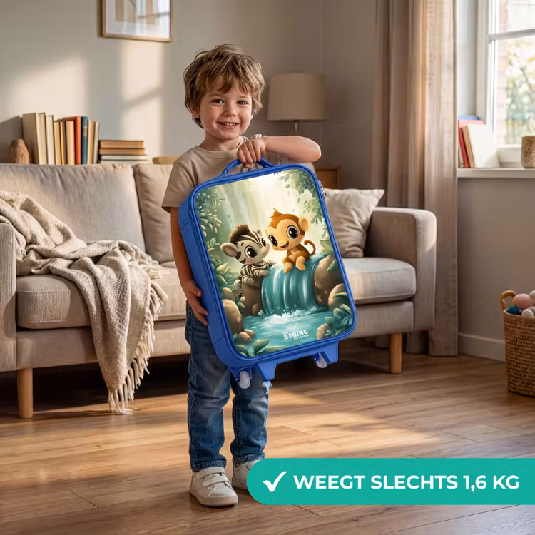 Kinderkoffer - Blauw - Zebra - Aapje - Waterval - Rotsen — 2