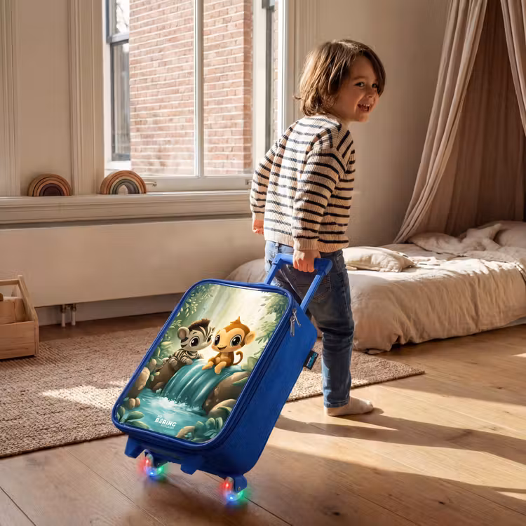 Kinderkoffer - Blauw - Zebra - Aapje - Waterval - Rotsen — 3
