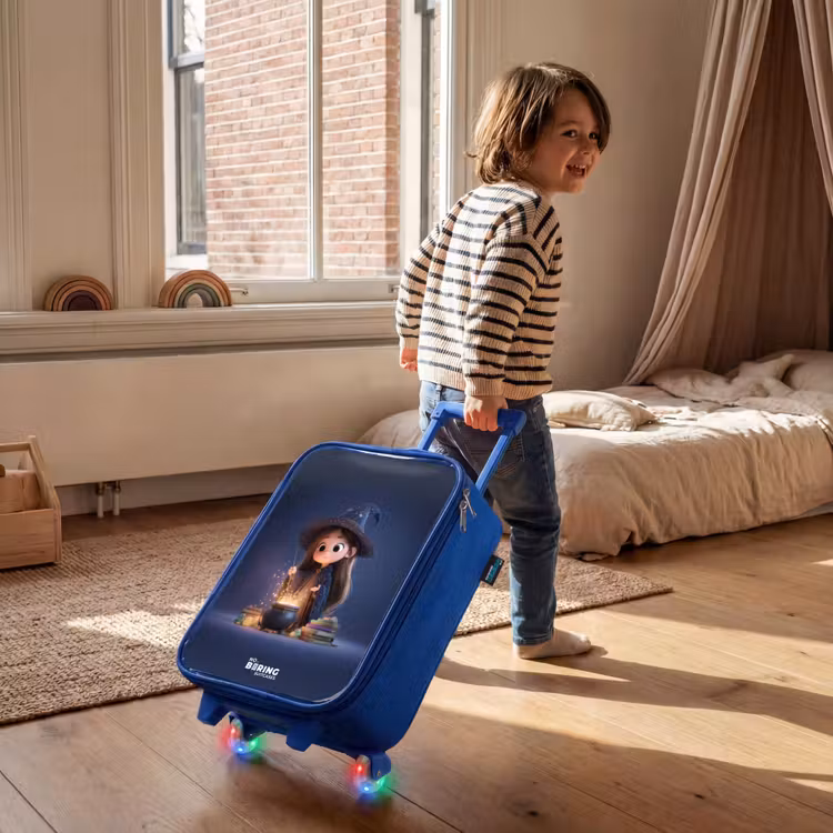 Kinderkoffer - Blauw - Betoverend meisje met ketel — 3