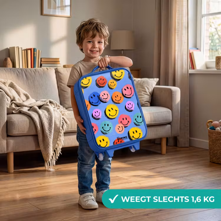 Kinderkoffer - Blauw - Een speels en kunstzinnig patroon van kleurrijke smileys — 2