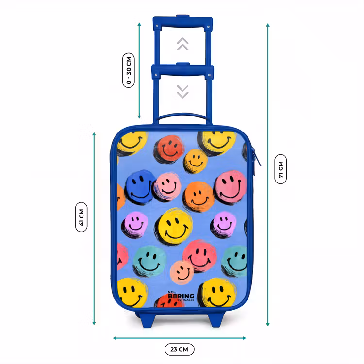 Kinderkoffer - Blauw - Een speels en kunstzinnig patroon van kleurrijke smileys — 6