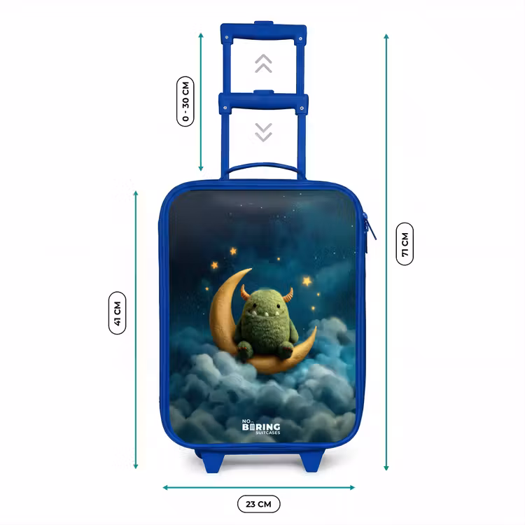Kinderkoffer - Blauw - Groen monster op maansikkel — 6
