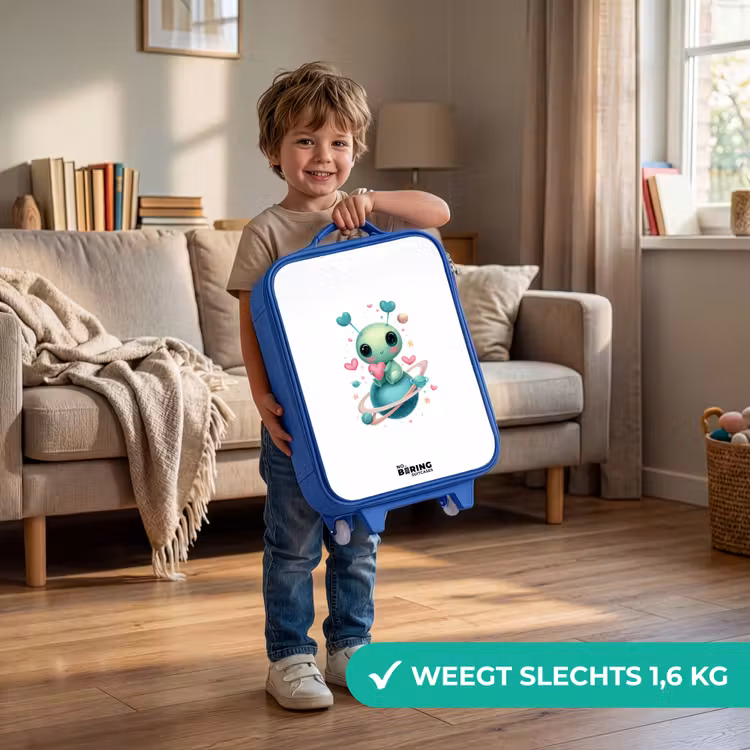 Kinderkoffer - Blauw - Lief buitenaards wezentje met hartje — 2