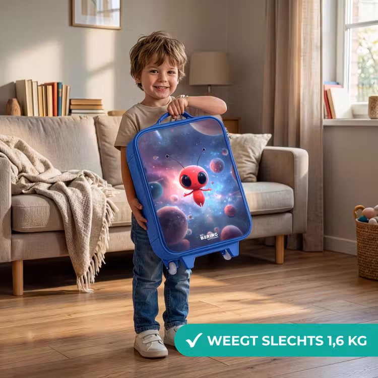 Kinderkoffer - Blauw - Rood Ruimtewezen in Kosmische Dans — 2