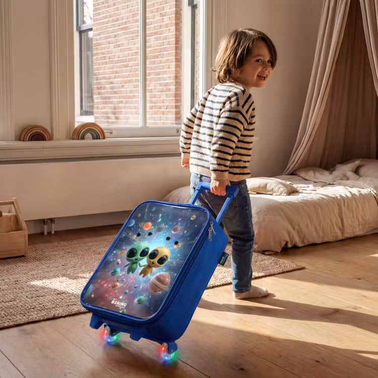 Kinderkoffer - Blauw - Vrolijke buitenaardse vrienden — 3