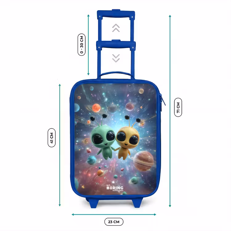 Kinderkoffer - Blauw - Vrolijke buitenaardse vrienden — 6