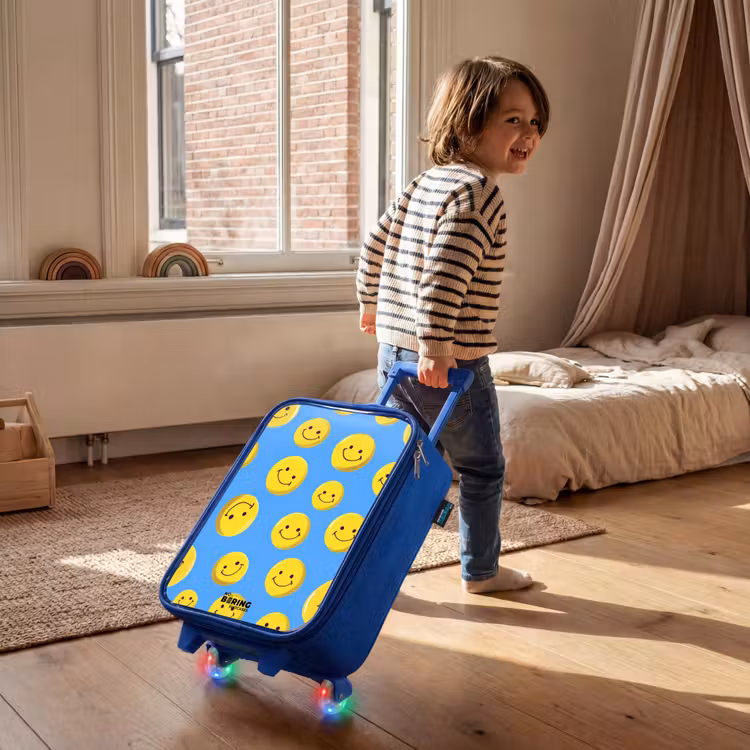Kinderkoffer - Blauw - Vrolijke smileyregen — 3