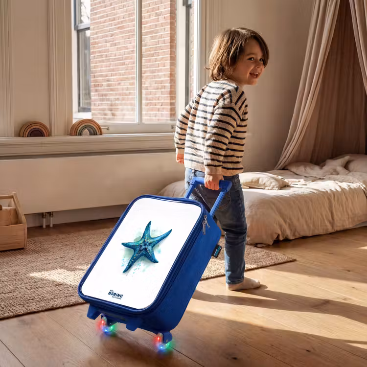 Kinderkoffer - Blauw - Blauwe Zeester op Witte Achtergrond — 3