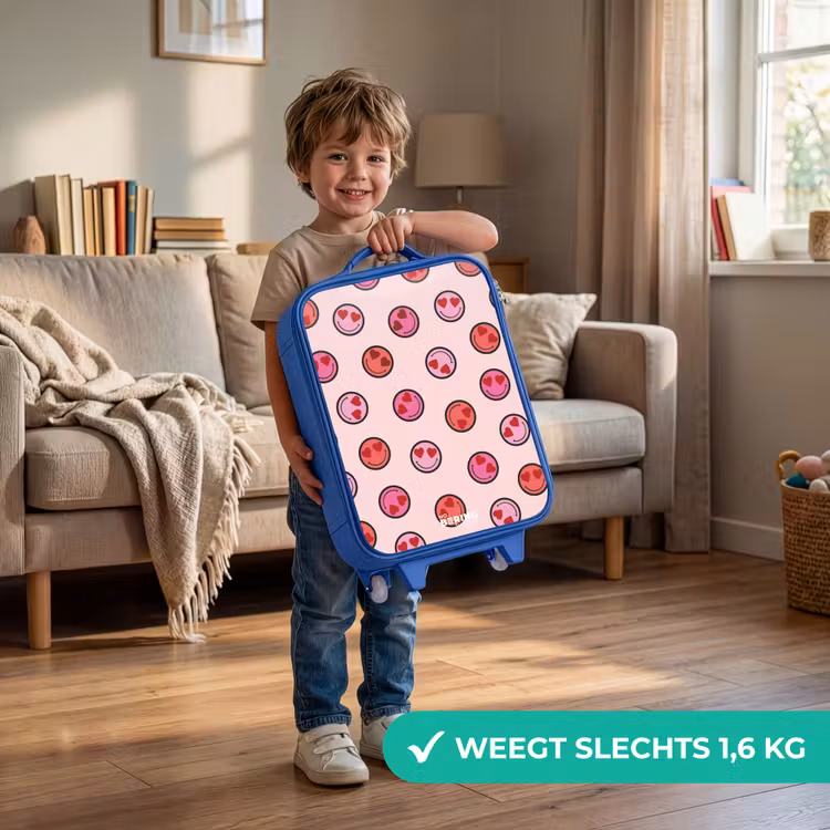 Kinderkoffer - Blauw - Hartje - Smiley - Patroon — 2