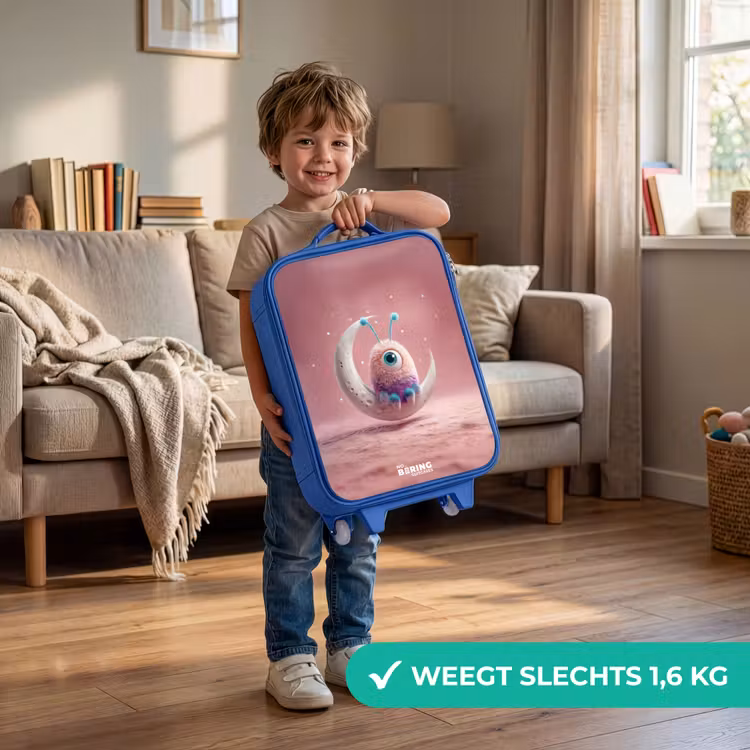 Kinderkoffer - Blauw - Maanwip met Pluizig Wezentje — 2