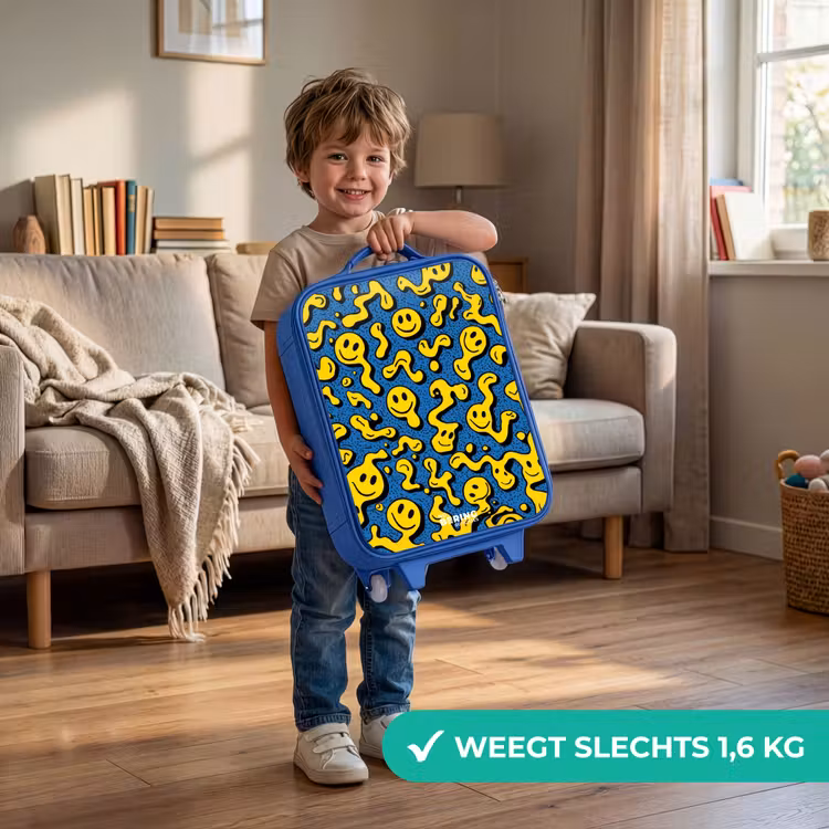 Kinderkoffer - Blauw - Smiley - Blauw - Geel — 2