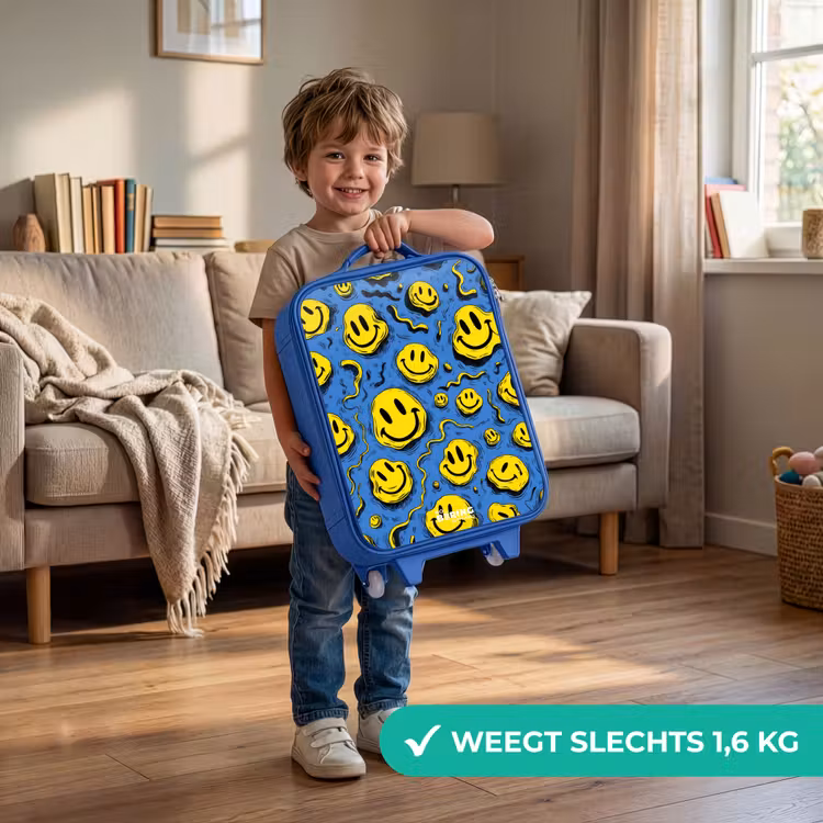 Kinderkoffer - Blauw - Smiley - Geel - Blauw — 2