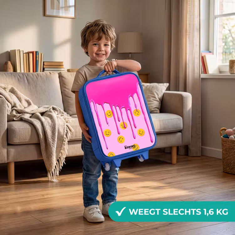 Kinderkoffer - Blauw - Verf - Smiley - Roze — 2