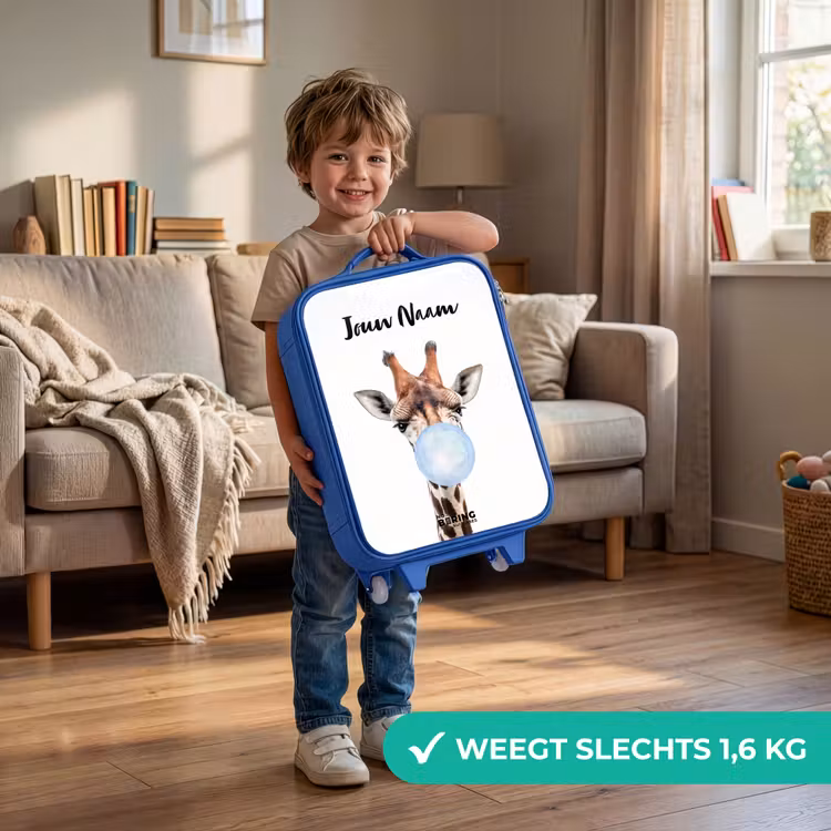 Kinderkoffer met naam - Blauw - Kauwende Kobus blauw — 2