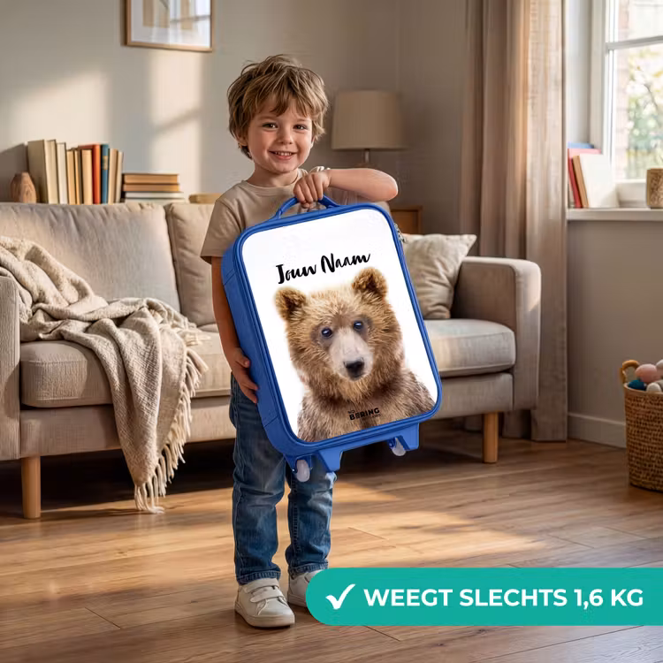 Kinderkoffer met naam - Blauw - Bennie Beer — 2
