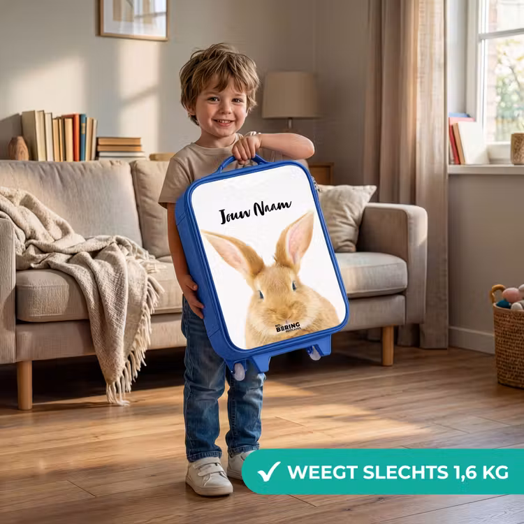 Kinderkoffer met naam - Blauw - Snuffels met Tevreden Hoofd — 2