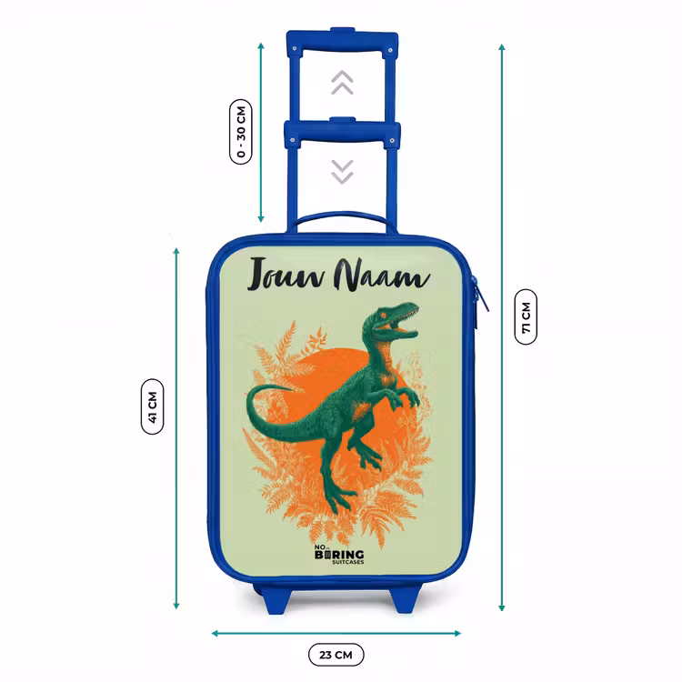 Kinderkoffer met naam - Blauw - Dino - Natuur - Groen — 6