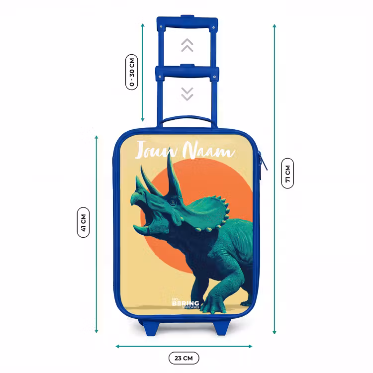 Kinderkoffer met naam - Blauw - Dino - Triceratops  - Dier — 6