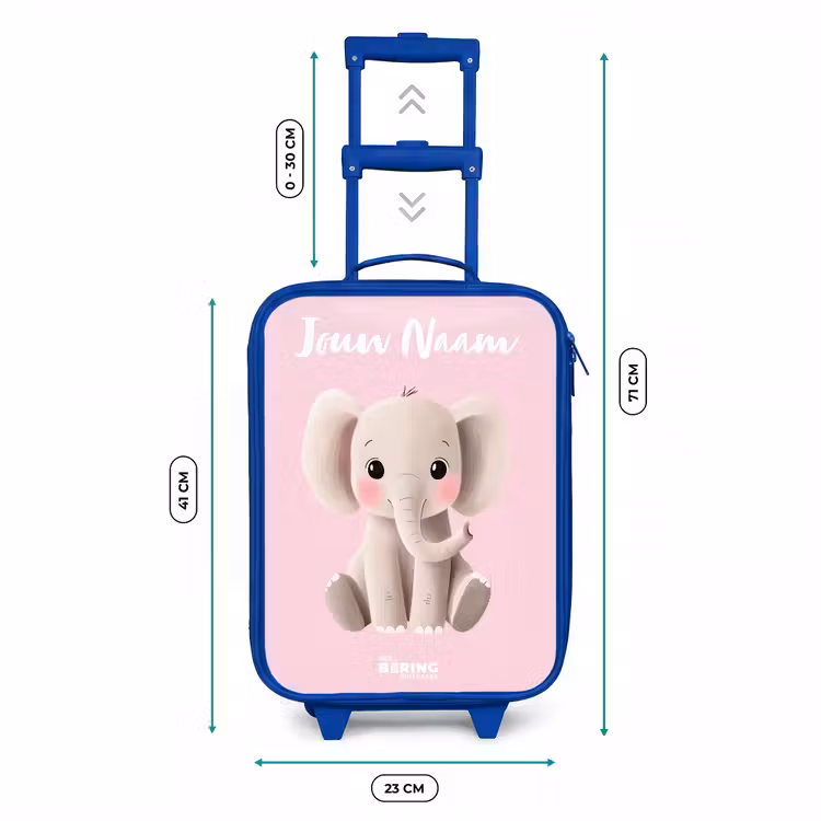 Kinderkoffer met naam - Blauw - Olifant - Grijs - Baby - Slurf — 6