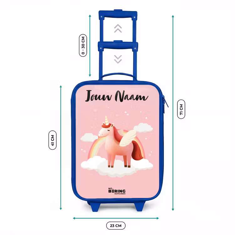 Kinderkoffer met naam - Blauw - Eenhoorn - Vleugels - Roze - Regenboog — 6