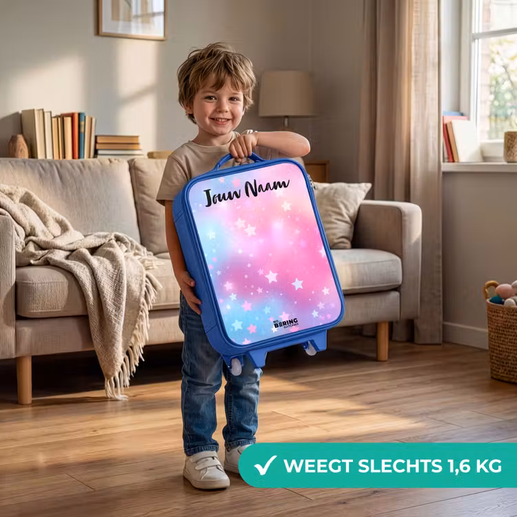 Kinderkoffer met naam - Blauw - Sterren - Roze - Blauw — 2