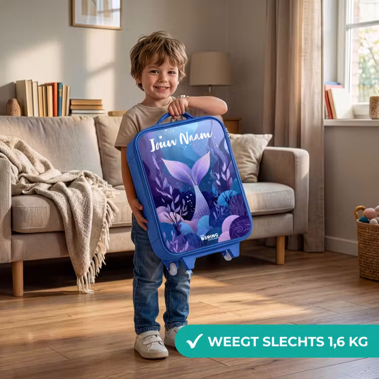 Kinderkoffer met naam - Blauw - Zeemeermin - Onderwater - Paars - Blauw — 2
